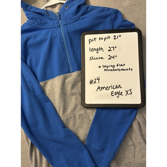 American Eagle quarter Zip Blue And Gray Color Block Men’s XS Preppy Minimalist - Picture 4 of 4